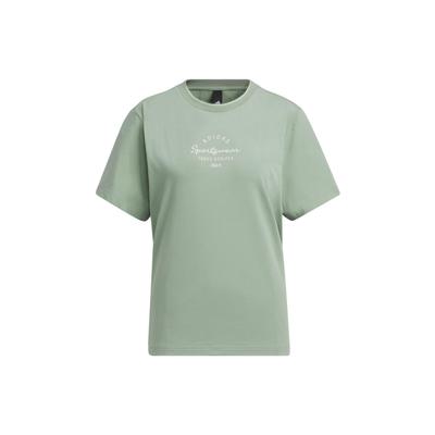 Sportswear Print Casual Round Neck Short Sleeve T-Shirt Women Tops Silver Grey Green IS7402