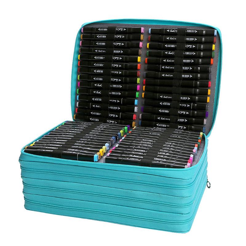 3/4-layer Marker Pencil Case With Durable Handle Portable School Stationery Zipper Storage Pencil Case Home Office Organizer