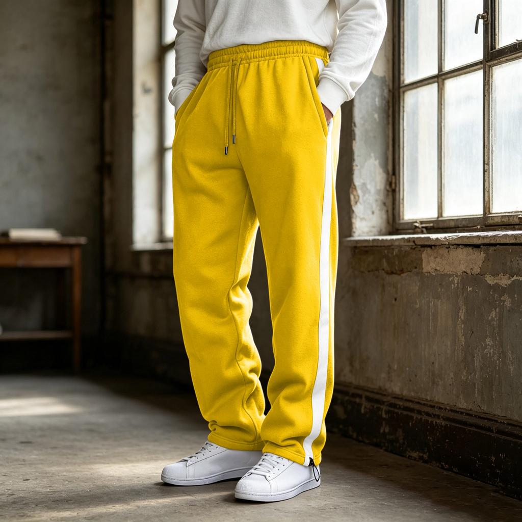 Pantaloni della tuta da uomo a blocchi di colore con striscia laterale, pantaloni a gamba dritta con elastico in vita per abbigliamento casual e sportivo
