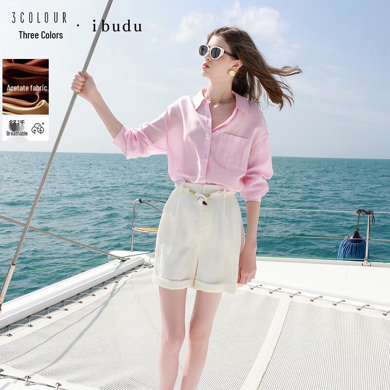 Sancai Women s Lyocell Blend Loose-Fit Hollow-Out Long-Sleeve Cardigan Shirt L