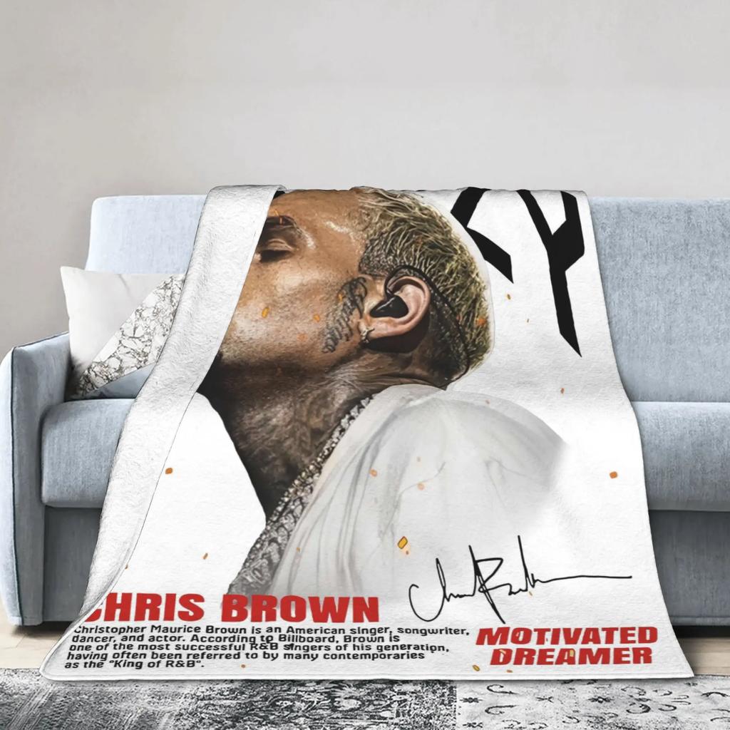 Chris Brown Super Warme Plüschdecke für Mädchen Jungen Lustige Flanelldecke für Couch Sofa Bett Weiche Bettwäsche Überwurfbezug
