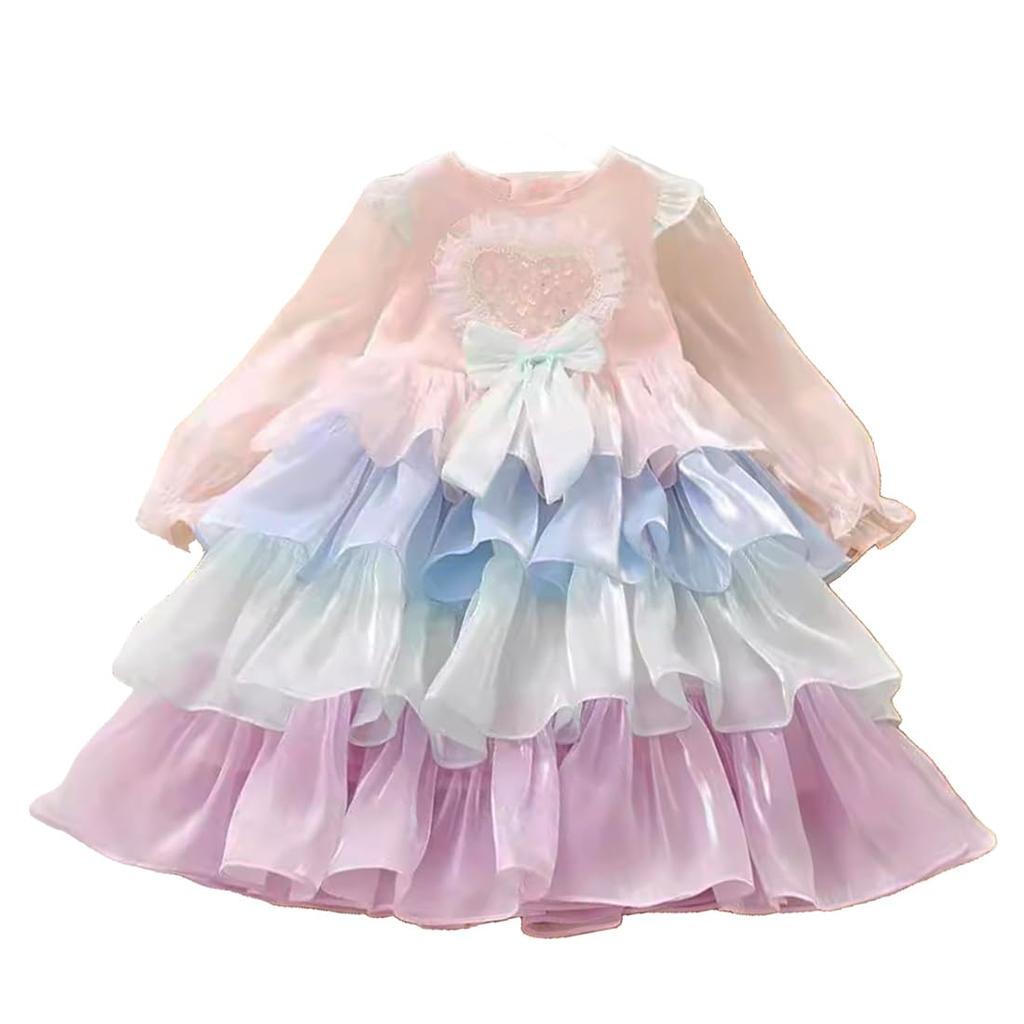 VOKLLIYU Long Sleeve Princess Perfect for and Entrance Size Size Girls' Dress, Cute, Parties, Weddings, Recitals, School, Graduations, Ceremonies,