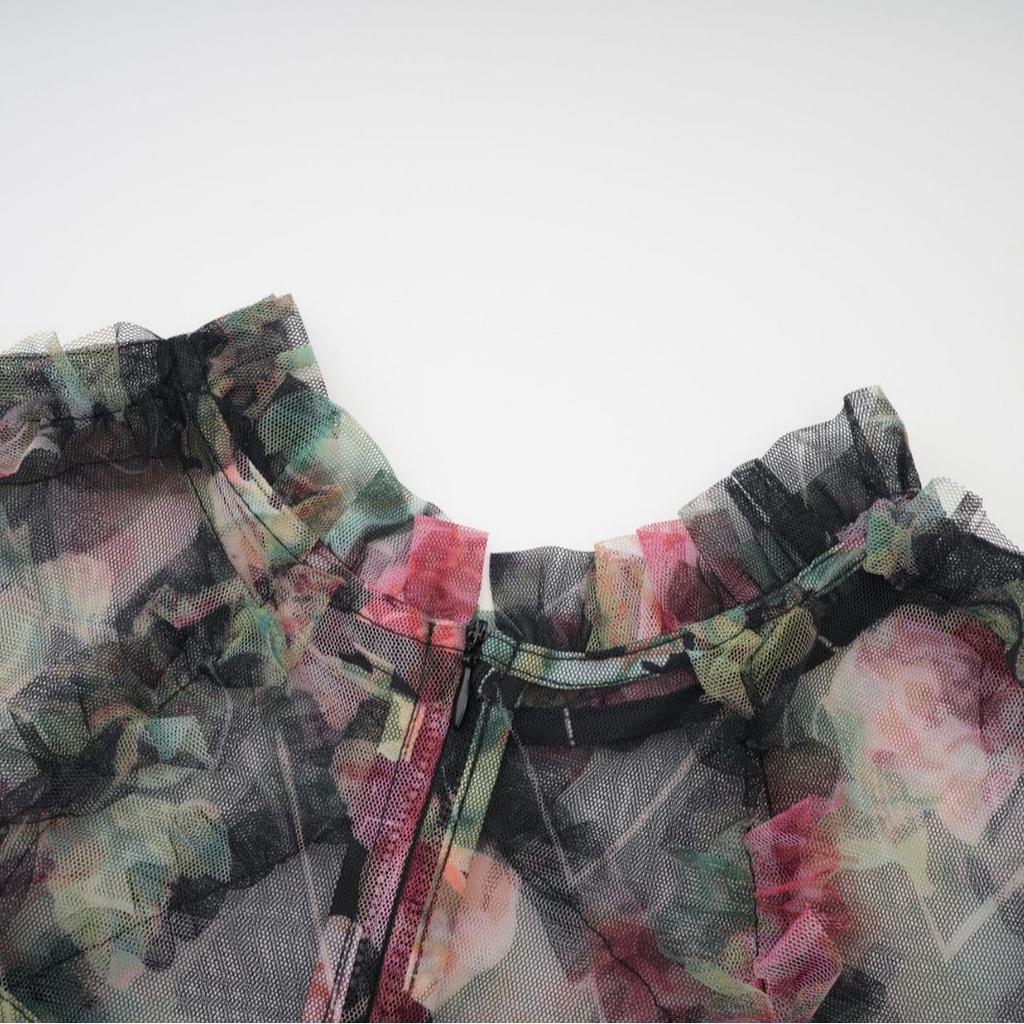 Skinny Floral Dress Outfit Long Sleeve Autumn New Banquet Party Dress Skirt