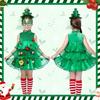TUAHOUS Christmas Tree Cosplay and Set for Santa Perfect for and Photoshoots Dress, Headband, Socks, Glasses, 4-Piece Girls, Costume, Events, Parties,