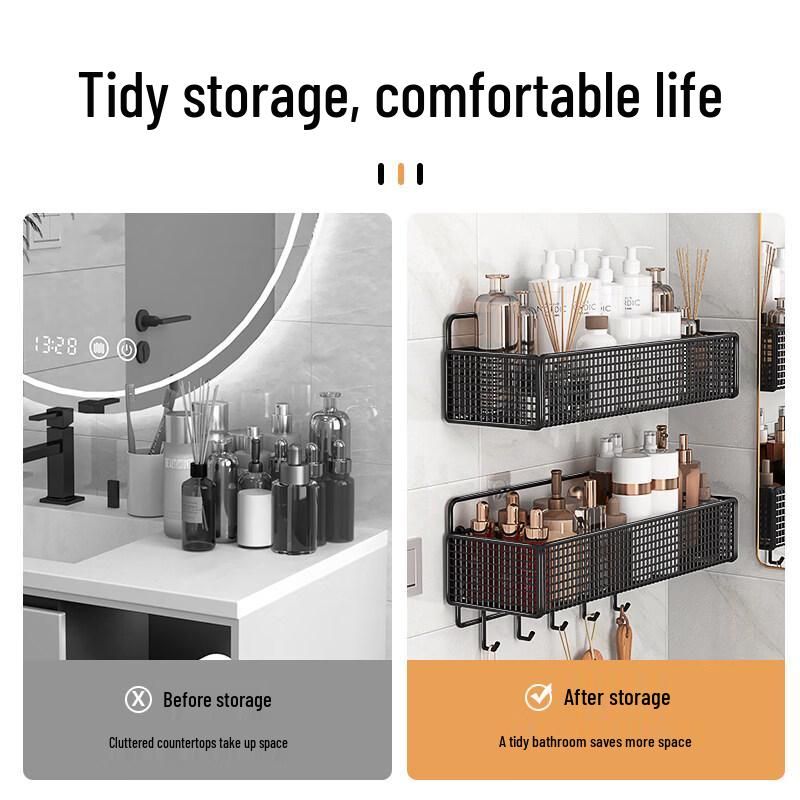 LIEI No-Drill Suction Cup Mesh Wall Storage Basket