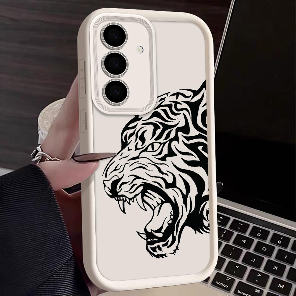 Tiger Head Phone Case For Samsung Galaxy S25 S22 S21 S24 S20 S23 FE Note 20 Plus Ultra A35 A15 A25 A55 Silicone Protect Cover