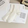 Female Spring and Summer Thin Simple Pure Color Wide Mouth In The Tube Cotton Socks