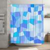 Blauer Geometrischer Design Duschvorhang, Badezimmerdeko, Polyestergewebe, Moderner Dekorativer Shoji-Schirm, Einfache Installation Für