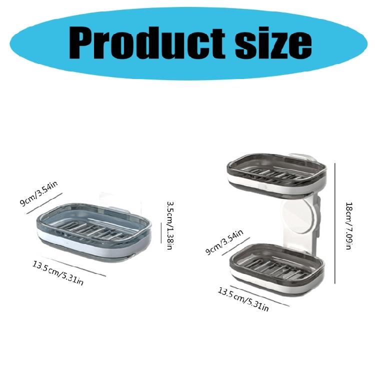 Space Saving Soap Dish Holder 1 or 2 Tiers Wall Mount Design Waterproof Surfaces Strong Adhesive Backing for Renters Bathroom