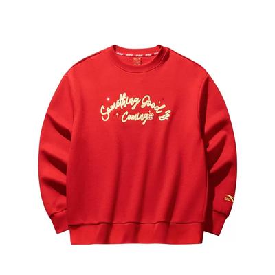 Anta Good Things Happen Series Round Neck Pullover Loose Embroidered Casual Sweatshirt Women Tops Deep-Red 162518730-2