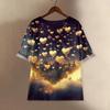 Women's Casual And Comfortable Mid,Length Round,Neck Fashion Print Cotton,Linen Top
