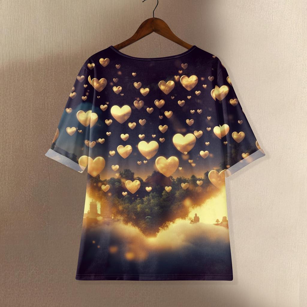Women's Casual And Comfortable Mid,Length Round,Neck Fashion Print Cotton,Linen Top