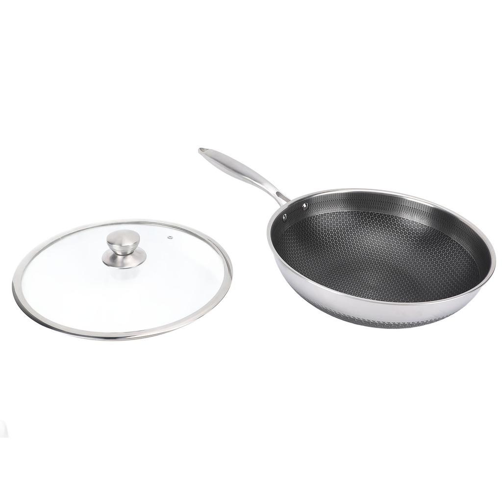 Frying Pan 316 Stainless Steel Compound Pot Bottom Anti Stick Double Sided Honeycomb Universal