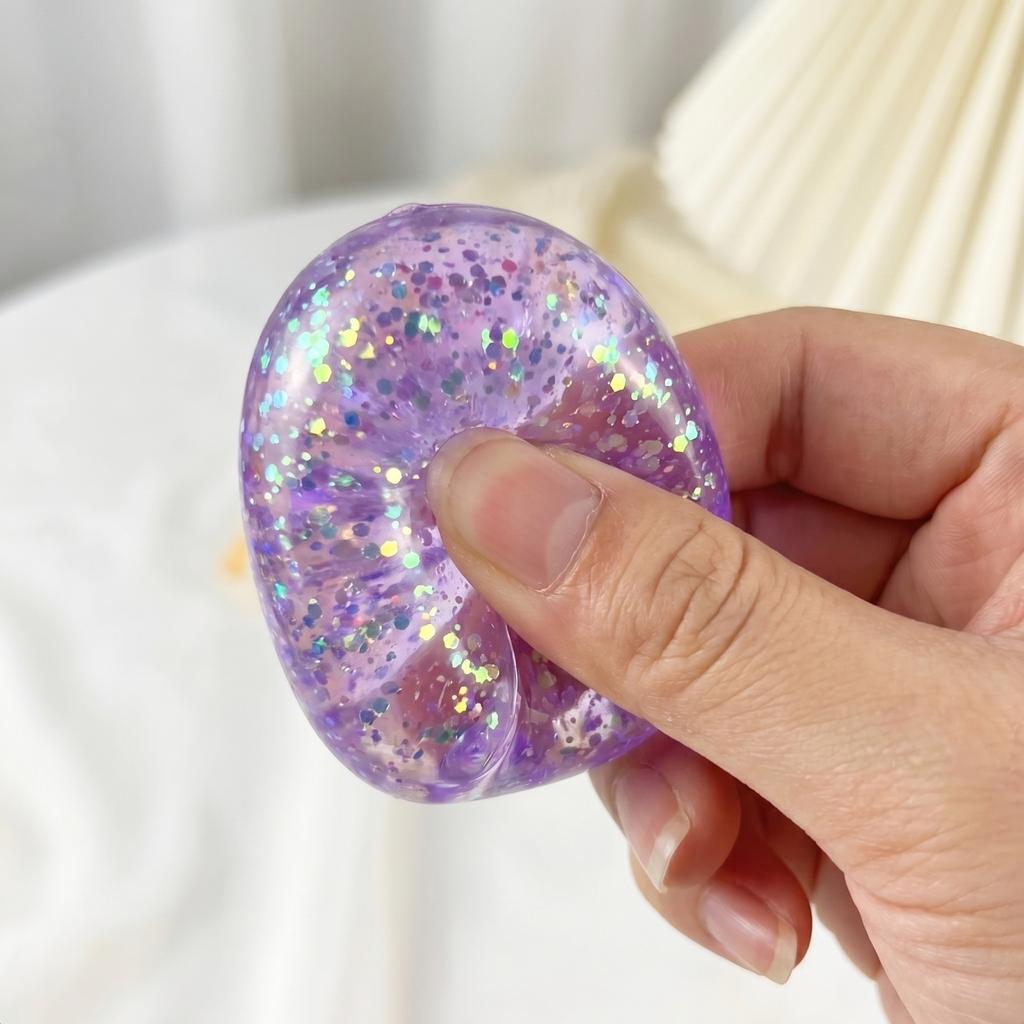 Soft Glitter Squeeze Doll Toy 11cm Stress Relief Fidget Figure for Children and Adults Sensory Relaxation Decor