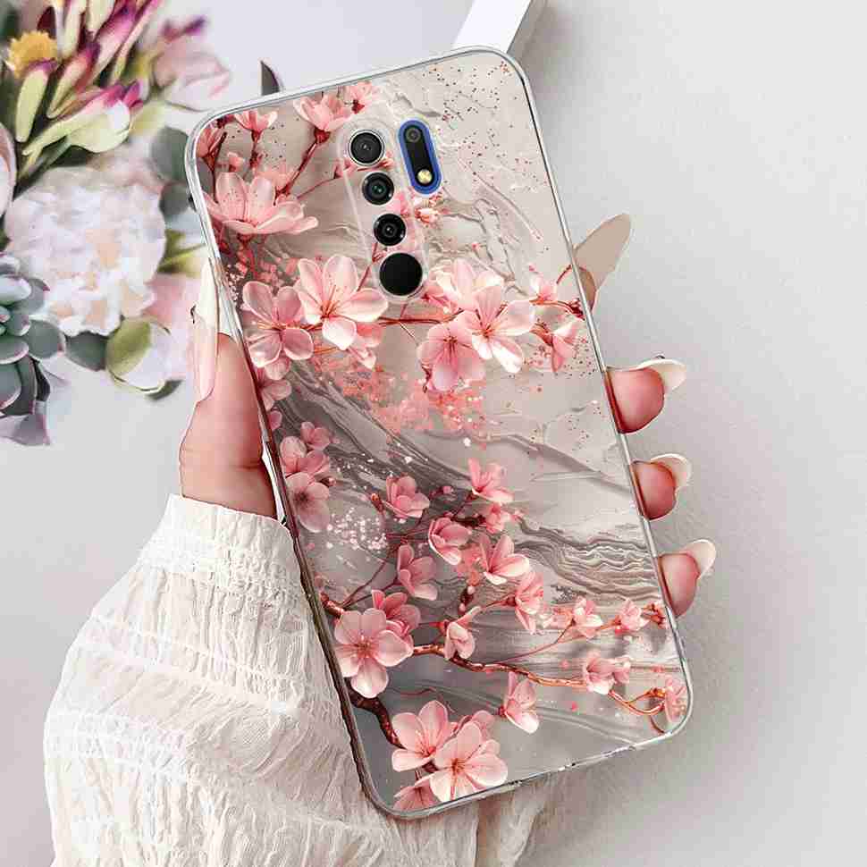 For Xiaomi Redmi 9 9A Case M2004J19AG Luxury Pearl Flowers Soft Silicone TPU Cover For Redmi 9A M2006C3LG Phone Protective Case