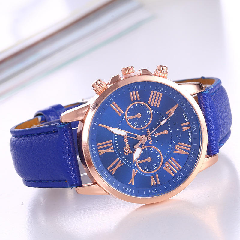 Elegante orologio al quarzo da donna Geneva con cinturino in pelle Orologio da polso elegante e casual per l'uso quotidiano