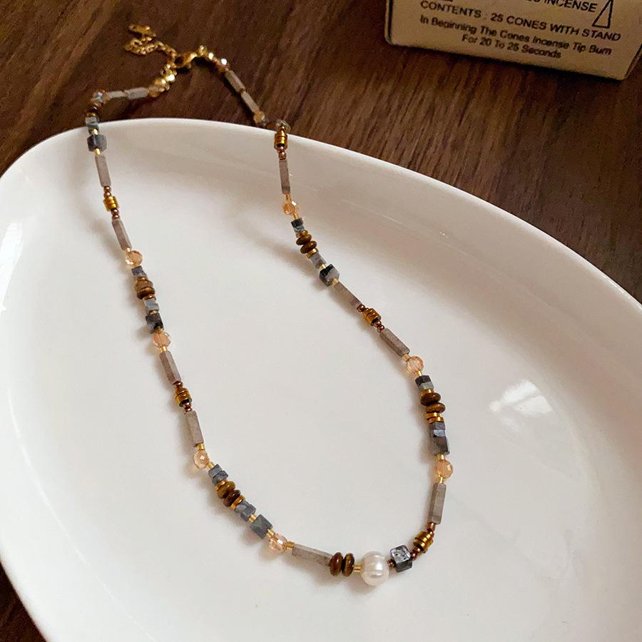 Ethnic Style Irregular Beaded Crystal Beaded Necklace Women's Clavicle Chain Holiday Style Necklace