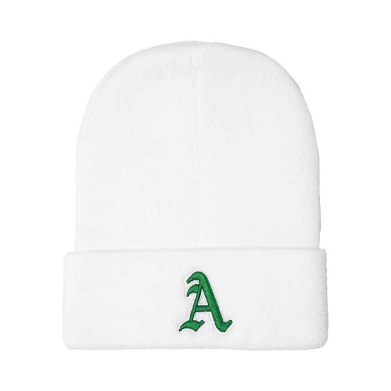 Knit Hat with Heart-Shaped K Letter Embroidery - European & American Style Warm Acrylic Pullover