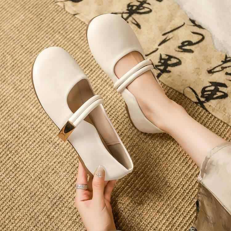 Gentle flat-soled single shoes women's summer and autumn new one-word belt Mary Jane soft sole