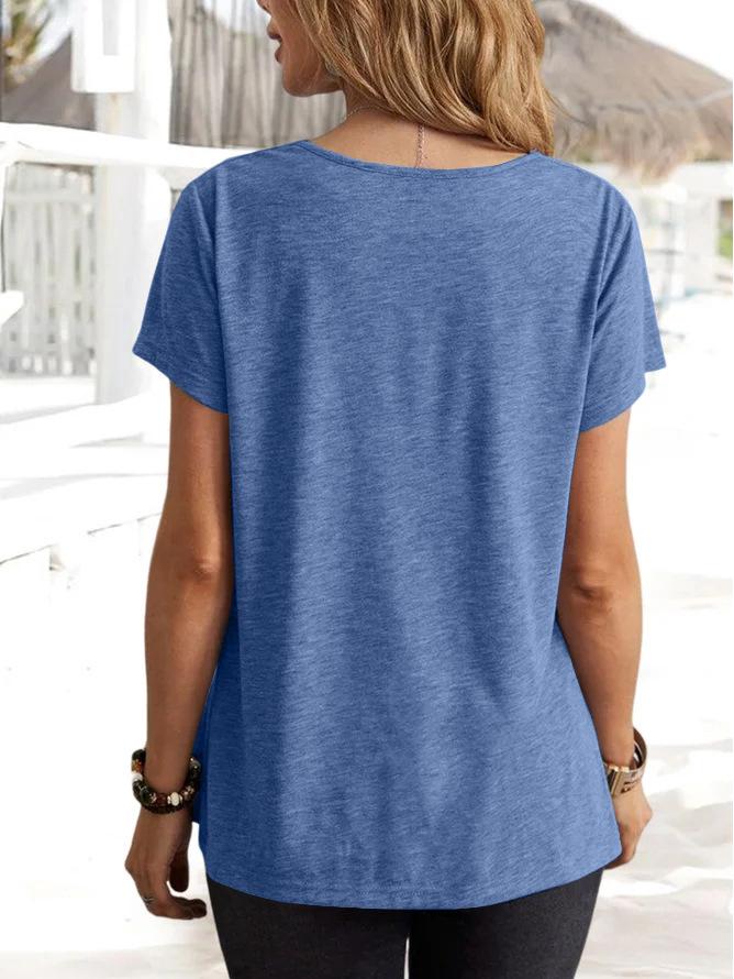 Tops Femininos Casuais de Moda Cor Sólida Manga Curta Primavera/Verão 2025