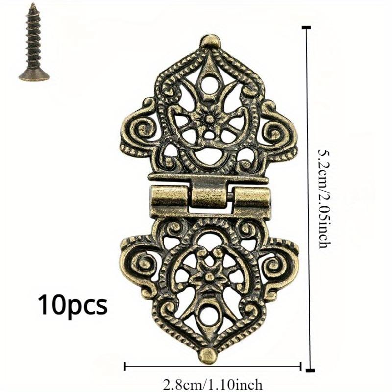 10Pcs Antique Bronze Vintage Style 10pcs Metal Decorative Hinges - for Wooden Boxes, Cabinets, Gift Boxes, Tool Boxes