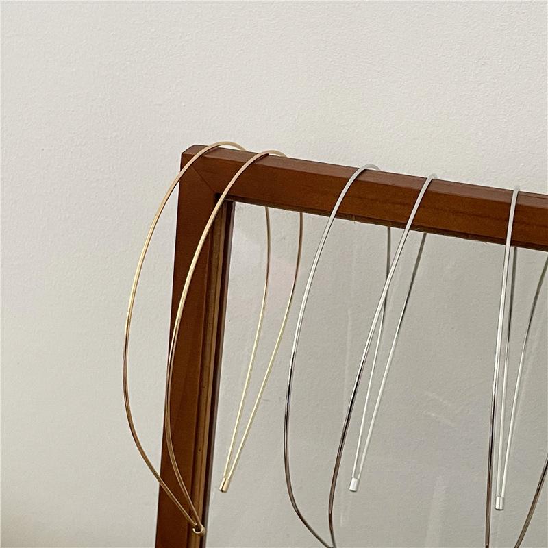 Neue dünne goldfarbene Stirnbänder für Damen, mehrlagiger Legierungs-Haarreif, doppelte Reihe, Metall-Haarbänder, Haaraccessoires, glatter Kopfschmuck