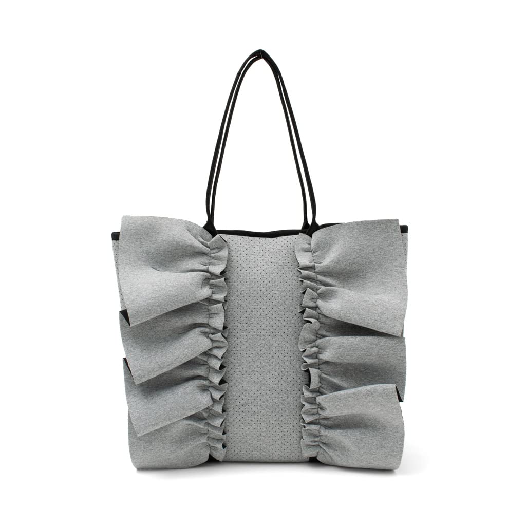 

Vita Felice Neoprene Frill Big Tote Bag for Women [VITAFELICE] ubb-sp-0328 (Light Gray)