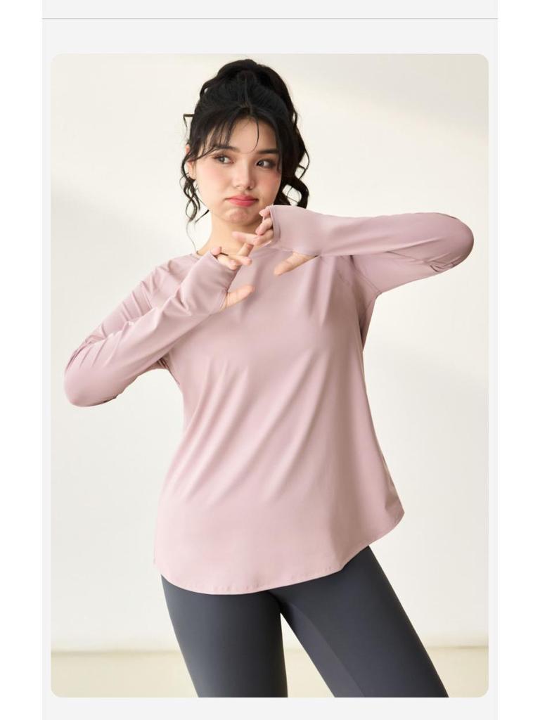 Plus Size Women's Quick-Dry Long-Sleeve Yoga Top for Running and Training
