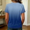 Women's Casual Raglan Sleeve Crew Neck Short Sleeve Top Gradient Print Lightweight Soft Fabric Relaxed Fit