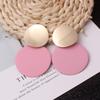 9Colors Double Round Wafer Drop Earrings for Women European American Colorful Geometry Metal Hyperbole Brincos Party Jewelry