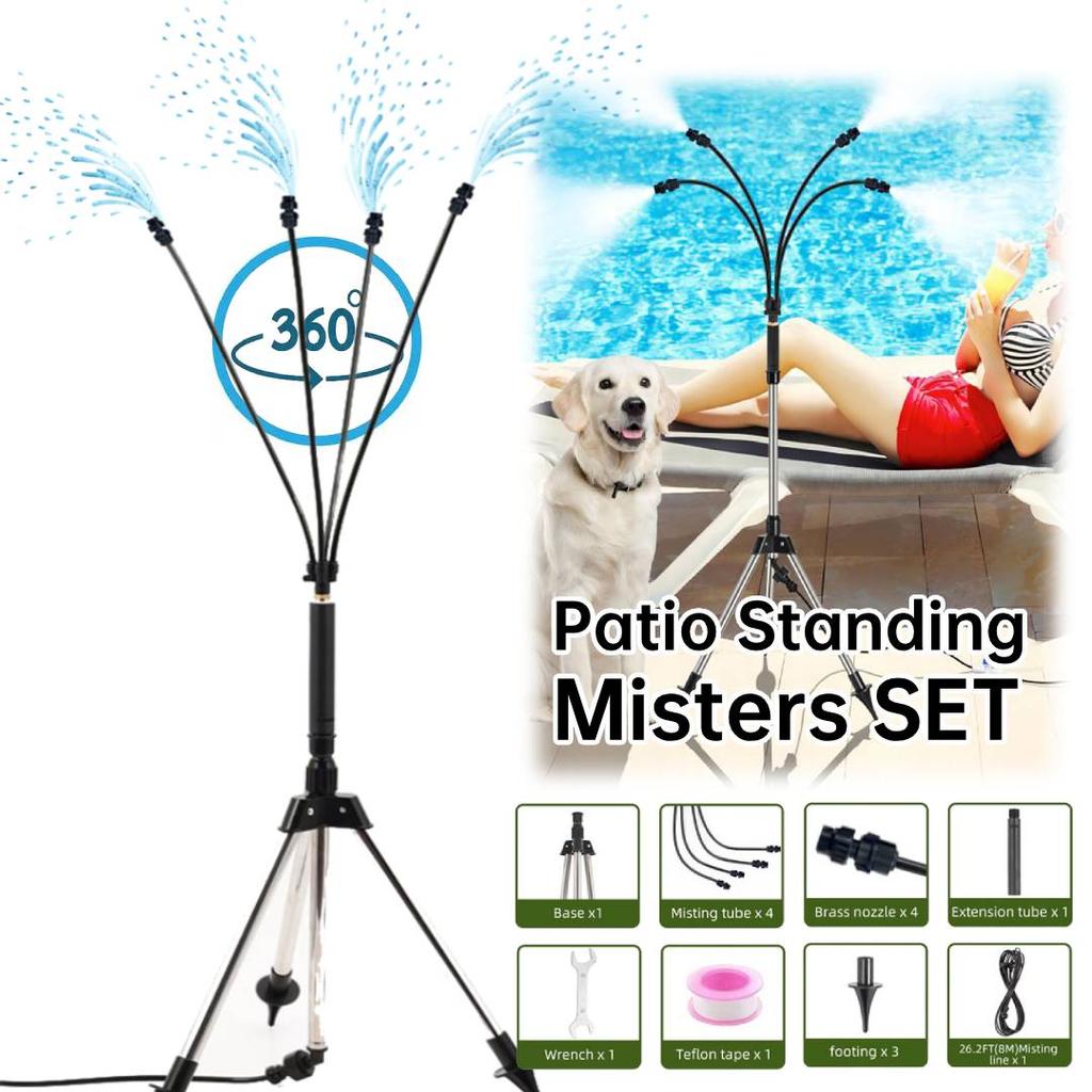 Portable Standing Misters for Outside Patio Misting Cooling System Misting Line/Riser Tube Stand Mister for Pool Playing Garden