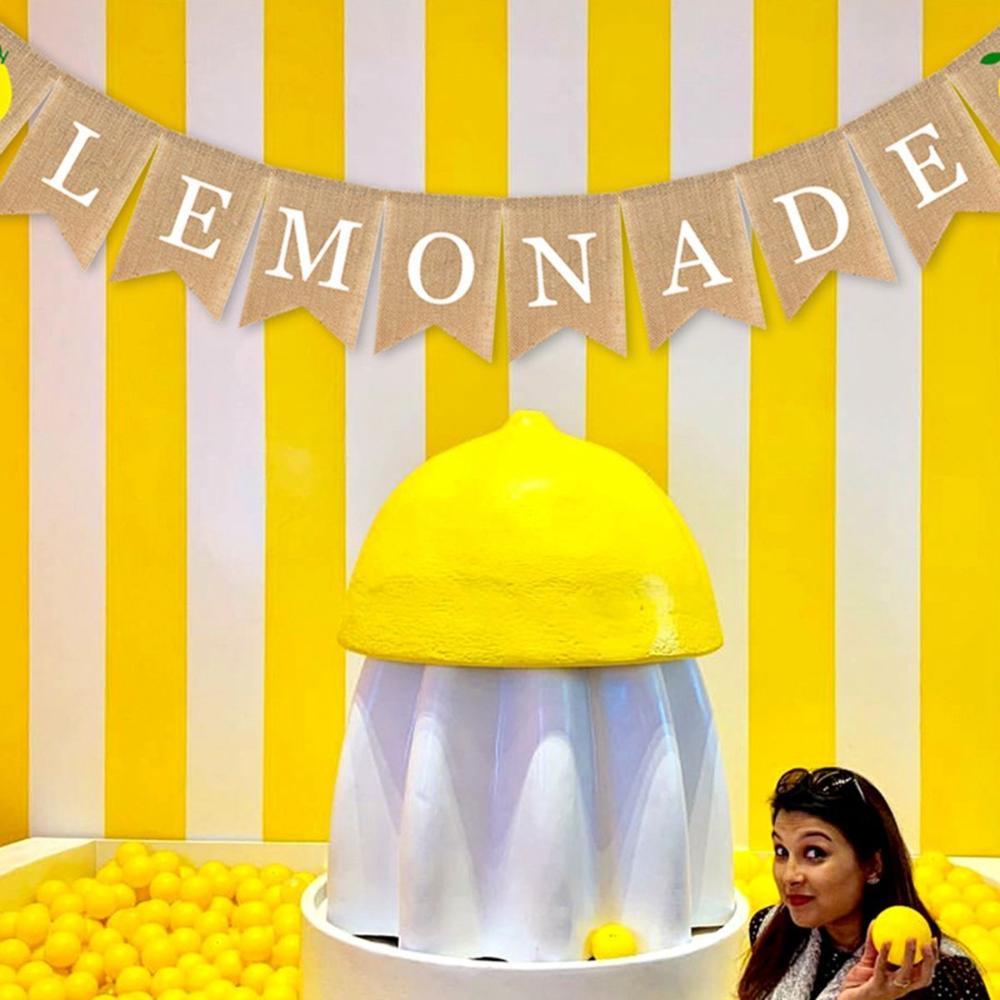 Baby Shower Backdrop Summer Hanging Lemon Bunting Garland Banner Party Decoration Flag Layout