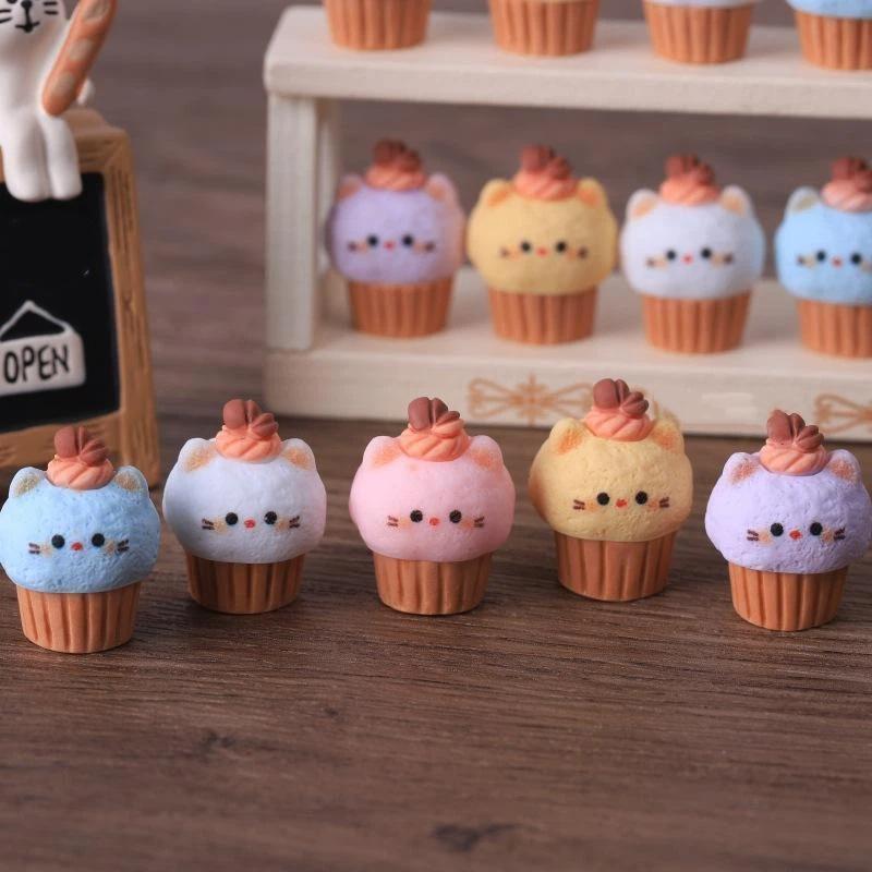 10Pcs Cartoon Animal Dessert Charms Lovely Kitten Ice Cream Cone Resin Pendants For Diy Jewelry Craft Making Accessories