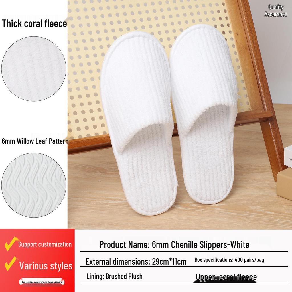 Luxusní pratelné protiskluzové pantofle z perlové bavlny pro hotelové a domácí hosty