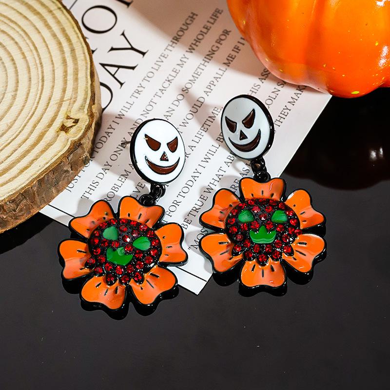 Halloween Cartoon Earrings: Pumpkin, Ghost & Bat Dangles for Women