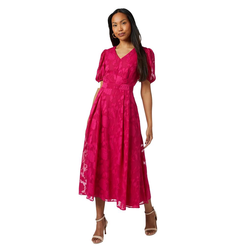 Principles Womens/Ladies Floral Jacquard Puff Sleeve Midi Dress