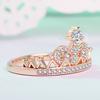 Gu Li Vintage Crystal Drill Hollow Crown Shaped Queen Style Micro Pave Crown Rings For Women Party Ring