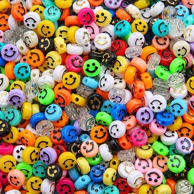 50/200 TEILE/LOS 10mm Smiley Perlen Oval Form Acryl Abstand Perlen Für Schmuck Machen DIY Charme Armband Necklac
