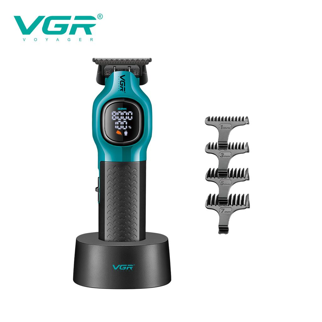 VGR V-886T Clipper Charging Base 8000Rpm Trimmer Professional Barber Rechargeable Hair Trimmer Machine for Man with LED Intelligent Digital Display