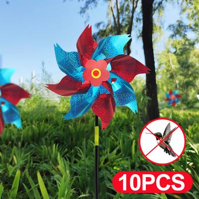 10pcs Laser Bird Repeller Pinwheels Anti Bird Reflective Sparkly Windmill Spinner for Garden Lawn Yard Decor Keep Birds Away