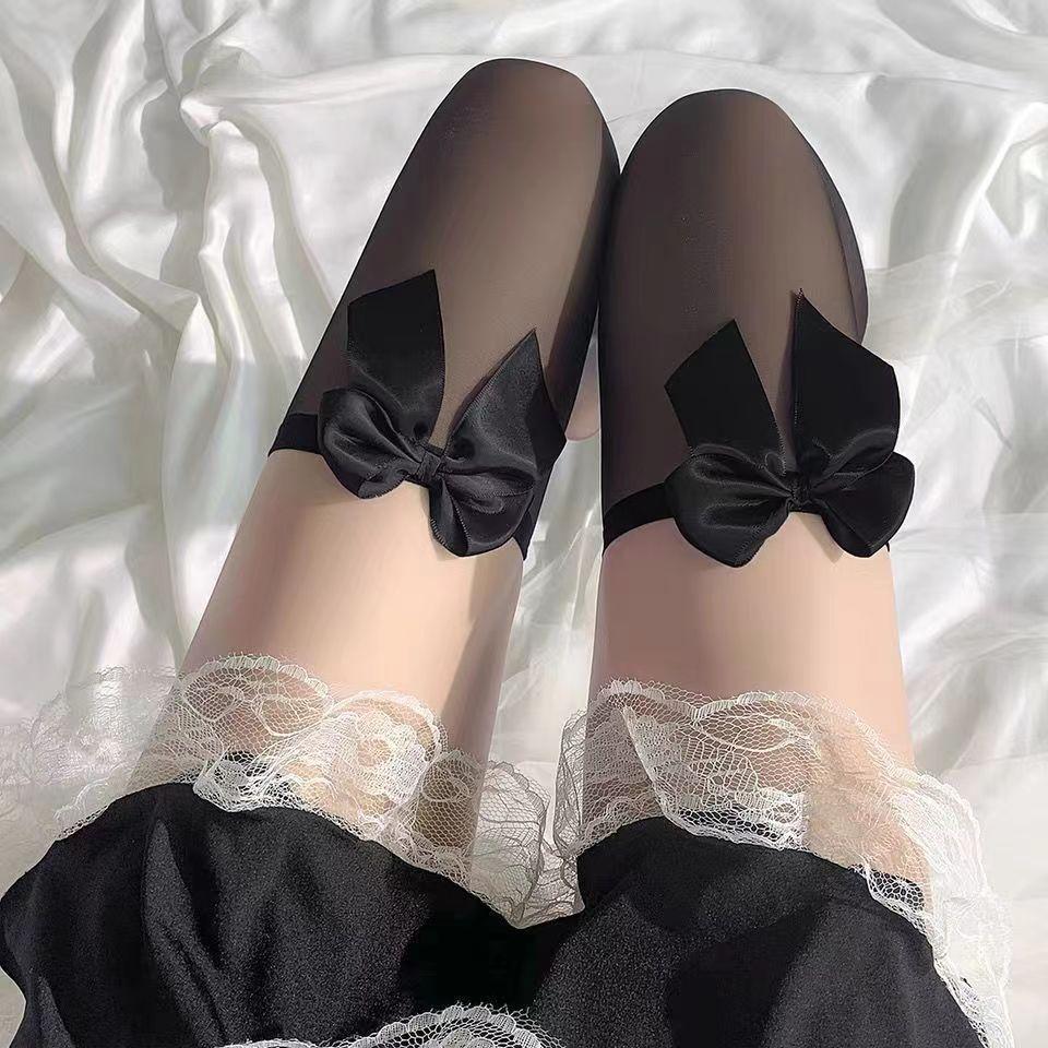 Bow Knee High over-the-Knee Socks Sexy Mesh Stockings