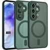 Coque pour Samsung Galaxy A55 5G - Protection avec Cercle Magnétique et Film Caméra - Vert Nuit
