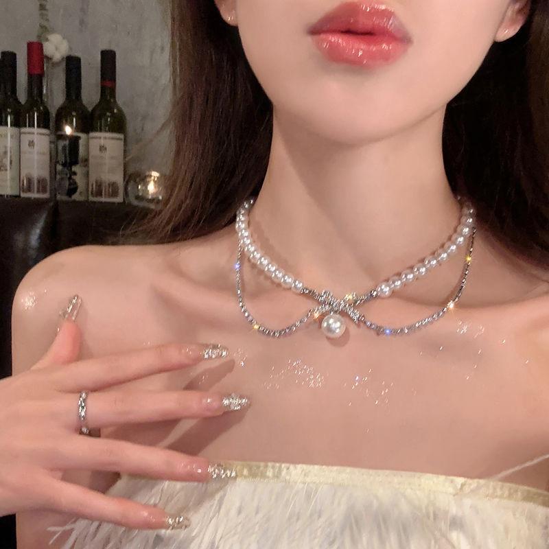 Elegant Irregular Imitation Pearl Beads Necklace for Women Vintage Party Wedding Tassels Choker Fashion Jewelry Accessories Gift