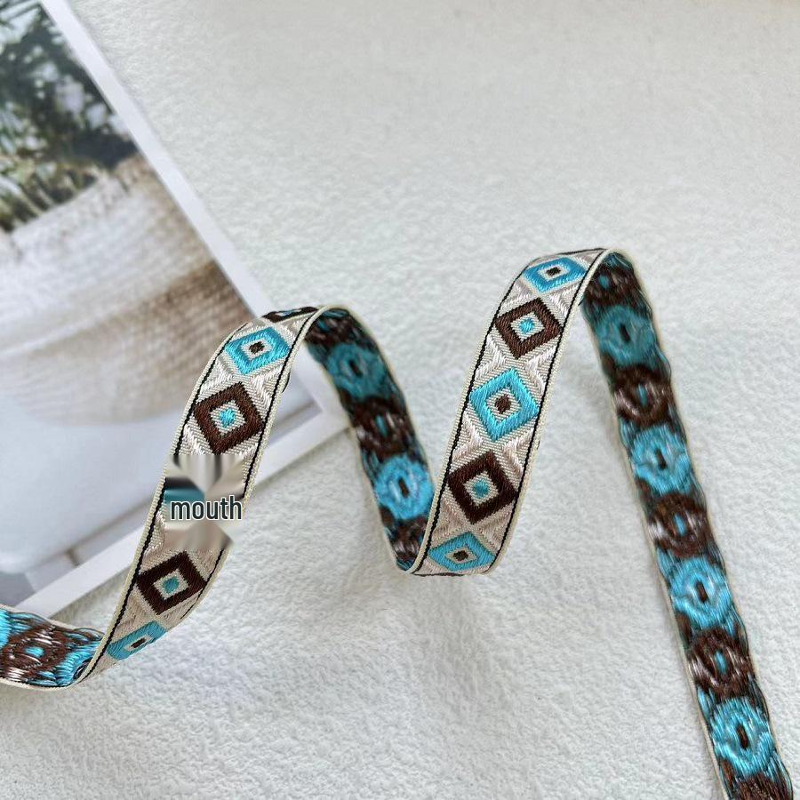 Ethnic Geometric Jacquard Webbing Accessory AH-2855, 1.4 CM Width.