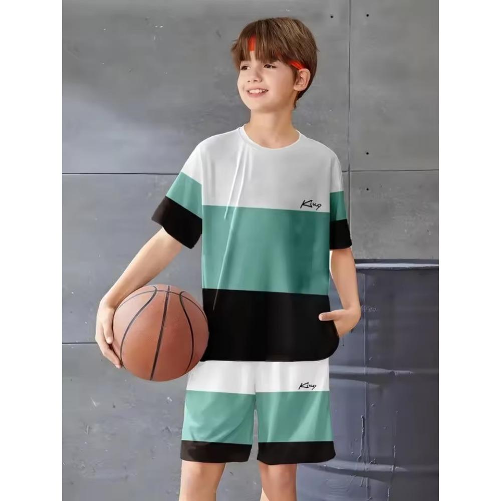 Summer New Children's Sports Set Casual Sports Men 3d Printed Children's Football Graphic T-shirt Short Sleeve Men's T-shir