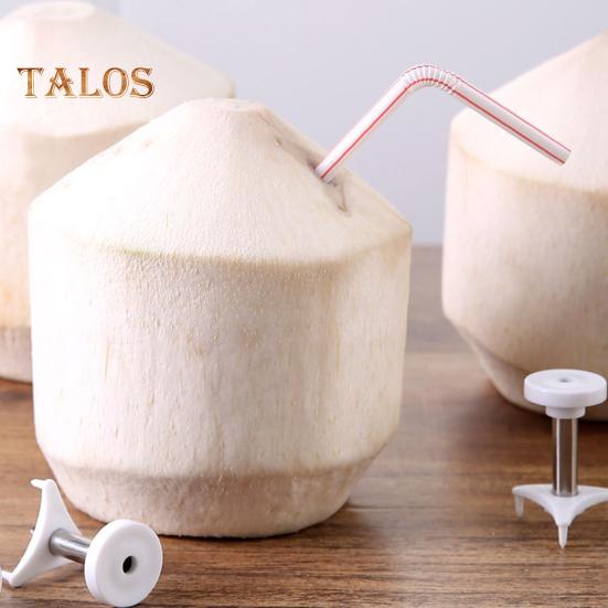 3-teiliger Kokosnuss-Lochstanzer, kompakt, langlebig, Edelstahl, leicht zu verstauen, einfache Bedienung, wiederverwendbarer Kokosnussöffner