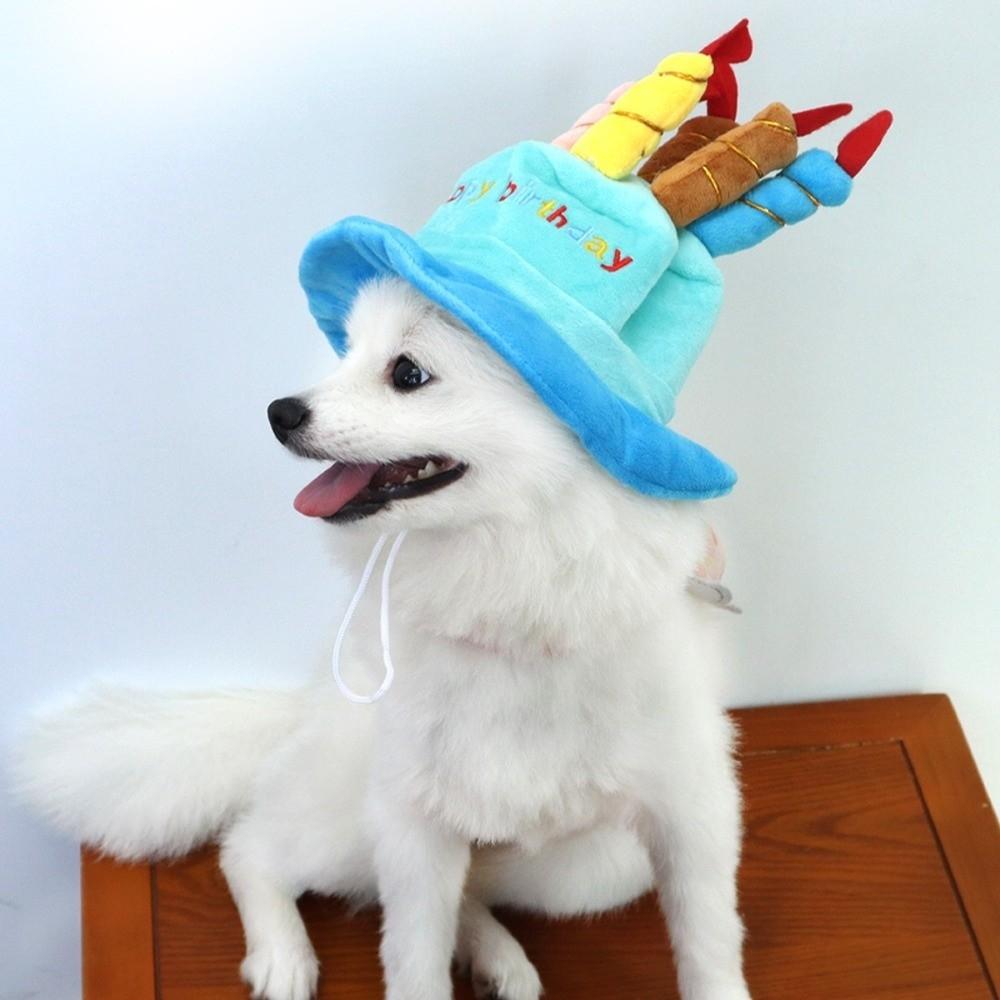 Festive Party Accessories Cute Pet Birthday Hat Plush Colorful Birthday Cake Hat Soft Breathable Dog Party Hat New Year Gift Toy