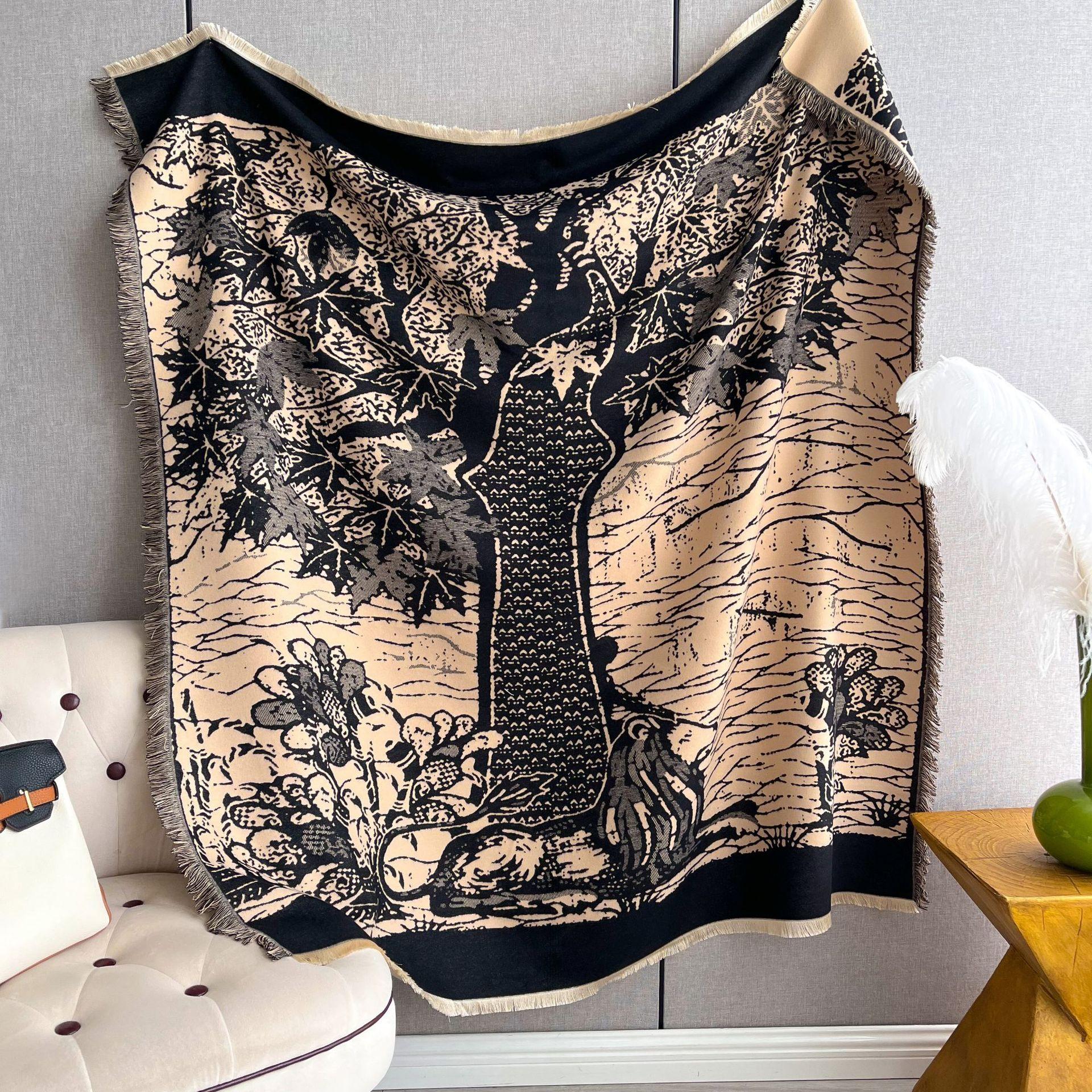 

Модный горячий распродажа Двусторонний имитация кашемира Женский шарф Универсальная утолщенная теплая шаль-накидка 130*130cm чёрный