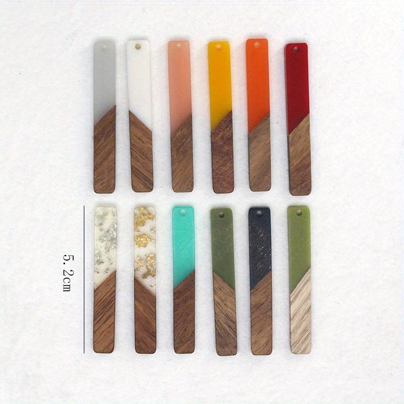 2pcs/set Vintage and Minimalist Long Resin Wood Jewelry Pendant Diy Earrings Earrings Necklace Accessories.