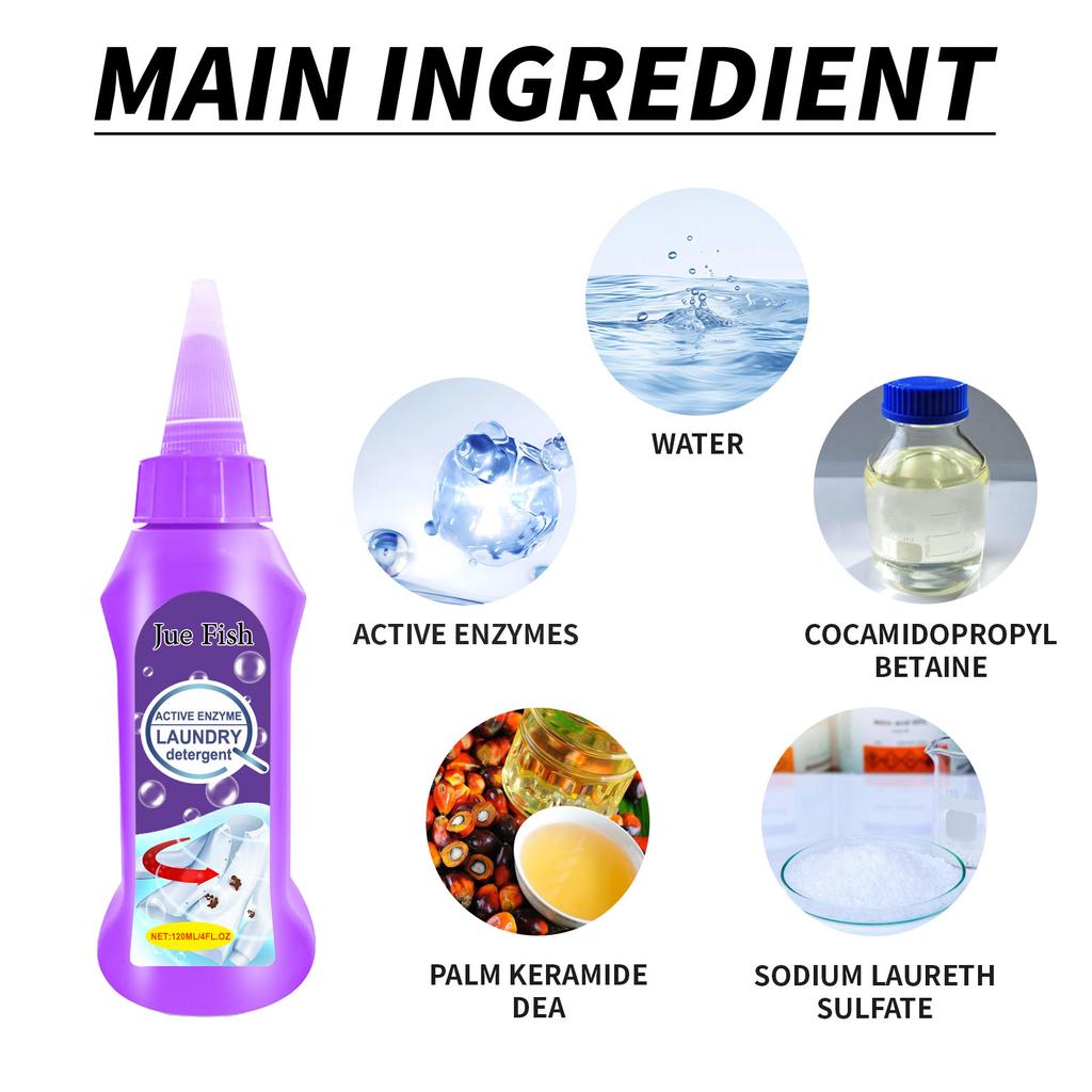 JUE-FISH 120ml Flott naturlig flerbruksklær Gul smussfettrens for klær Flekkfjerningsmiddel Flekkfjerner for klær mye brukt